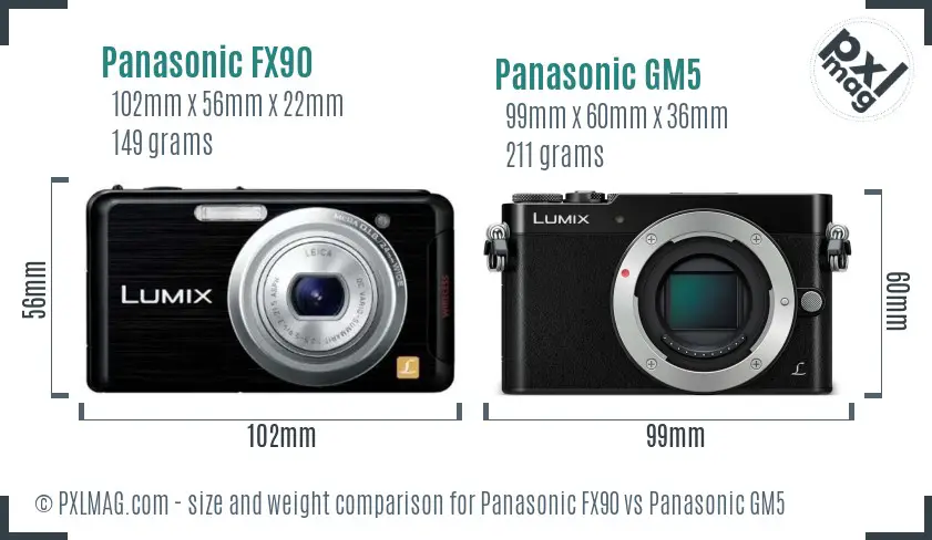 Panasonic FX90 vs Panasonic GM5 size comparison