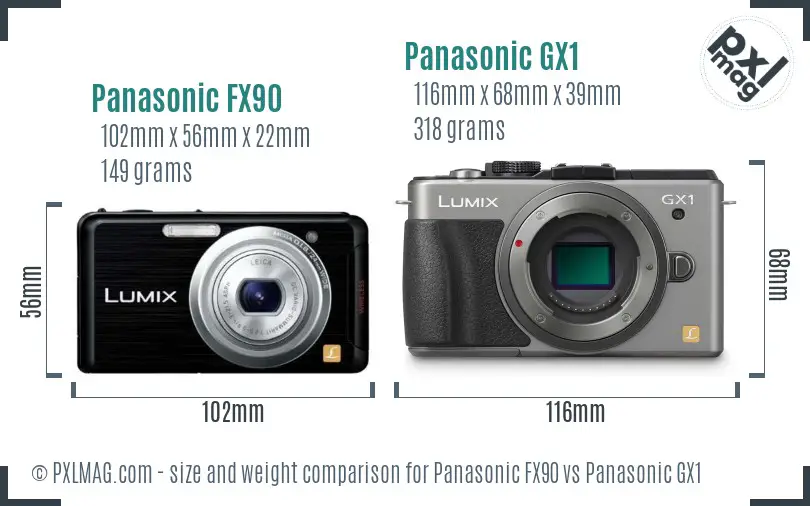 Panasonic FX90 vs Panasonic GX1 size comparison