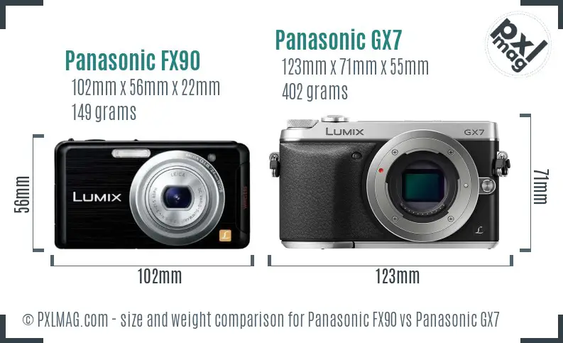 Panasonic FX90 vs Panasonic GX7 size comparison
