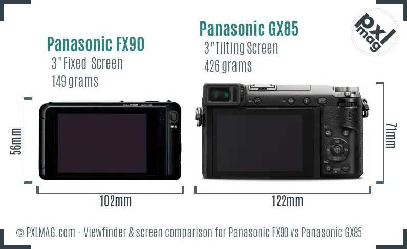 Panasonic FX90 vs Panasonic GX85 Screen and Viewfinder comparison