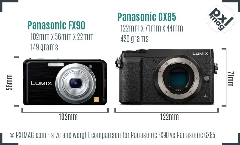 Panasonic FX90 vs Panasonic GX85 size comparison