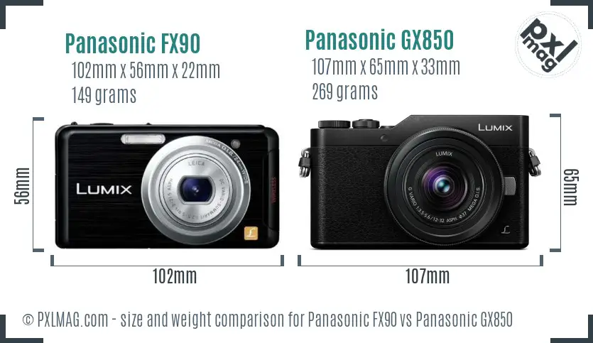 Panasonic FX90 vs Panasonic GX850 size comparison