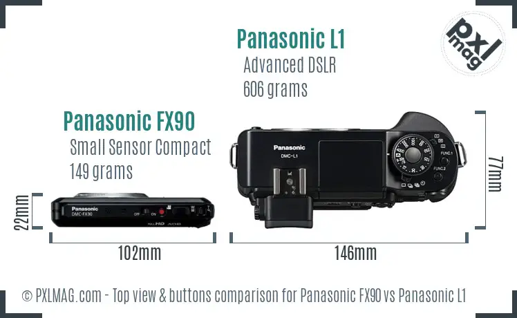 Panasonic FX90 vs Panasonic L1 top view buttons comparison
