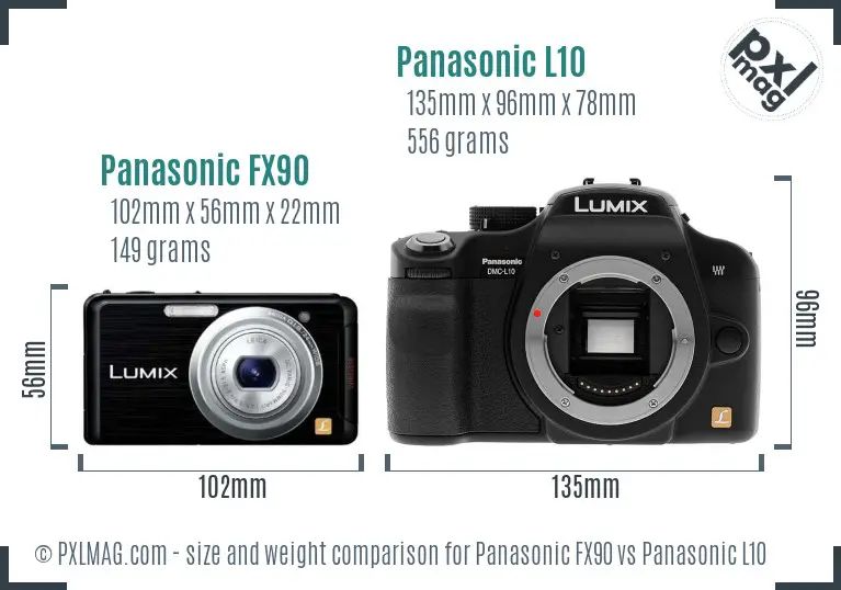 Panasonic FX90 vs Panasonic L10 size comparison