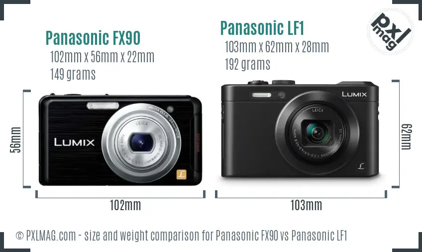 Panasonic FX90 vs Panasonic LF1 size comparison