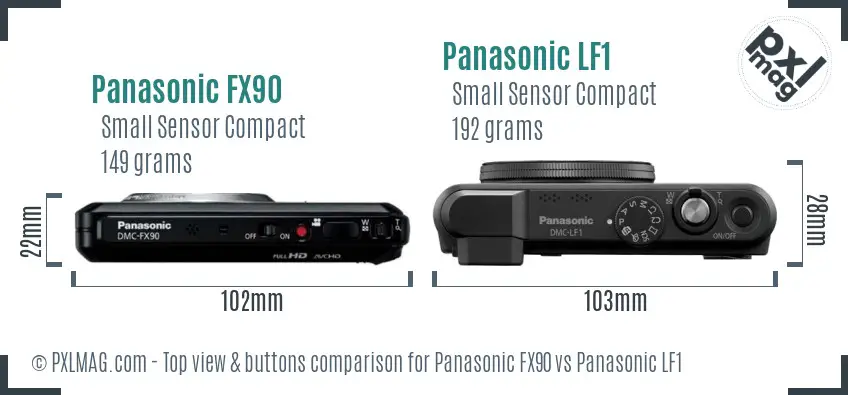 Panasonic FX90 vs Panasonic LF1 top view buttons comparison