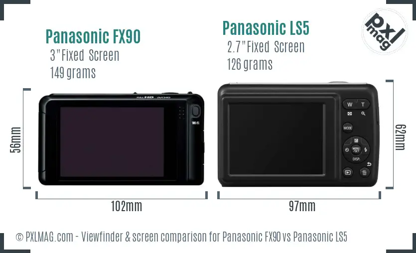 Panasonic FX90 vs Panasonic LS5 Screen and Viewfinder comparison