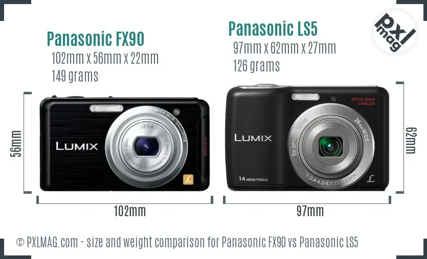 Panasonic FX90 vs Panasonic LS5 size comparison