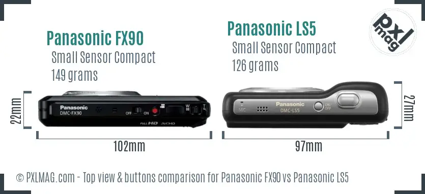 Panasonic FX90 vs Panasonic LS5 top view buttons comparison
