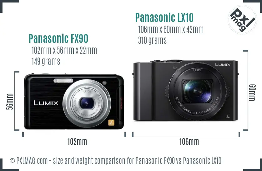 Panasonic FX90 vs Panasonic LX10 size comparison