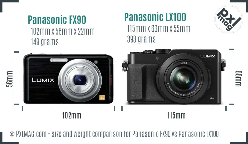 Panasonic FX90 vs Panasonic LX100 size comparison