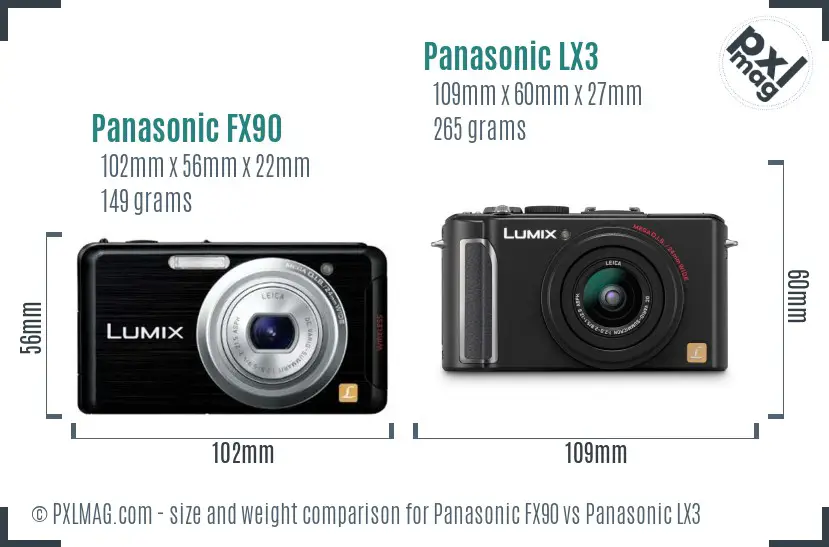 Panasonic FX90 vs Panasonic LX3 size comparison