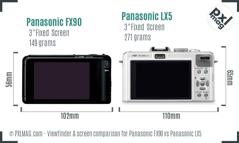 Panasonic FX90 vs Panasonic LX5 Screen and Viewfinder comparison