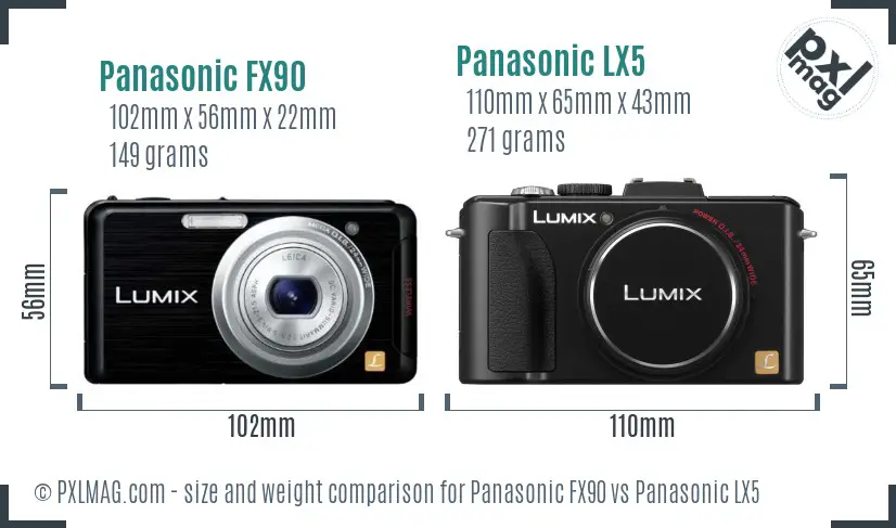 Panasonic FX90 vs Panasonic LX5 size comparison