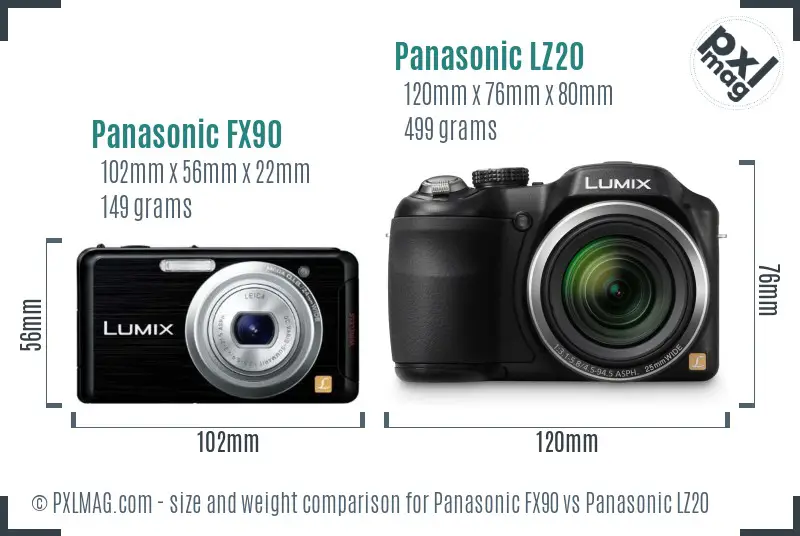 Panasonic FX90 vs Panasonic LZ20 size comparison