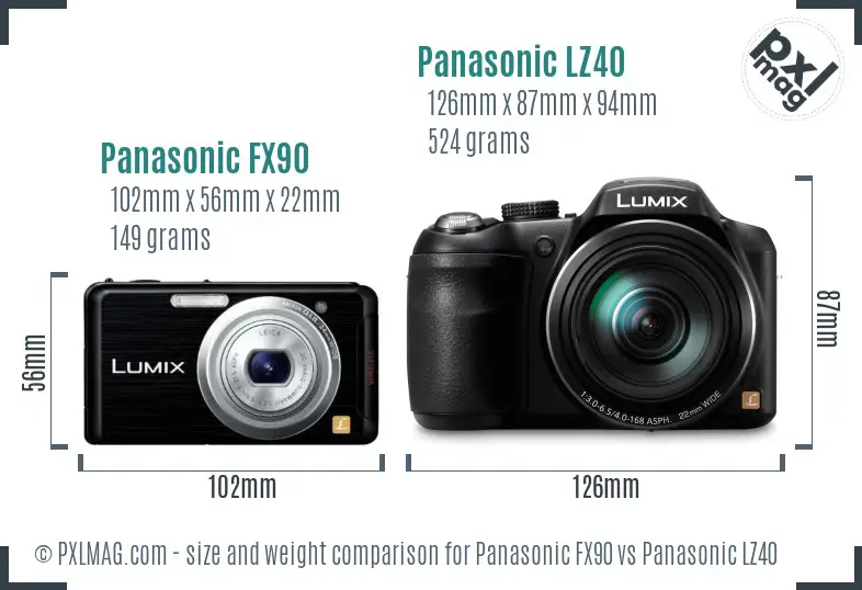 Panasonic FX90 vs Panasonic LZ40 size comparison
