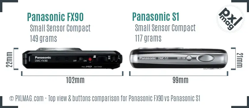Panasonic FX90 vs Panasonic S1 top view buttons comparison