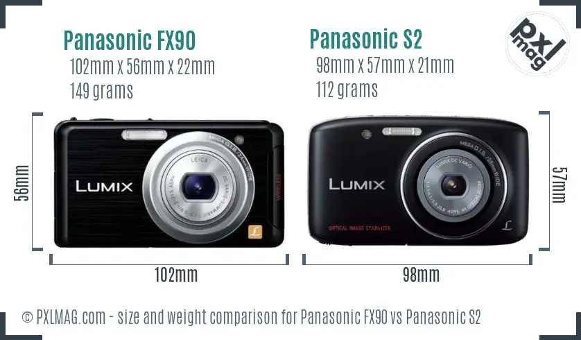 Panasonic FX90 vs Panasonic S2 size comparison