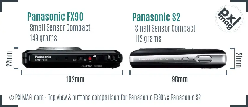 Panasonic FX90 vs Panasonic S2 top view buttons comparison