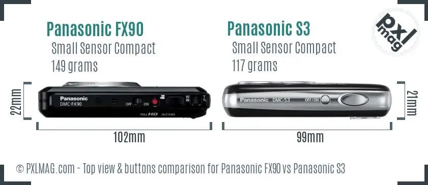 Panasonic FX90 vs Panasonic S3 top view buttons comparison