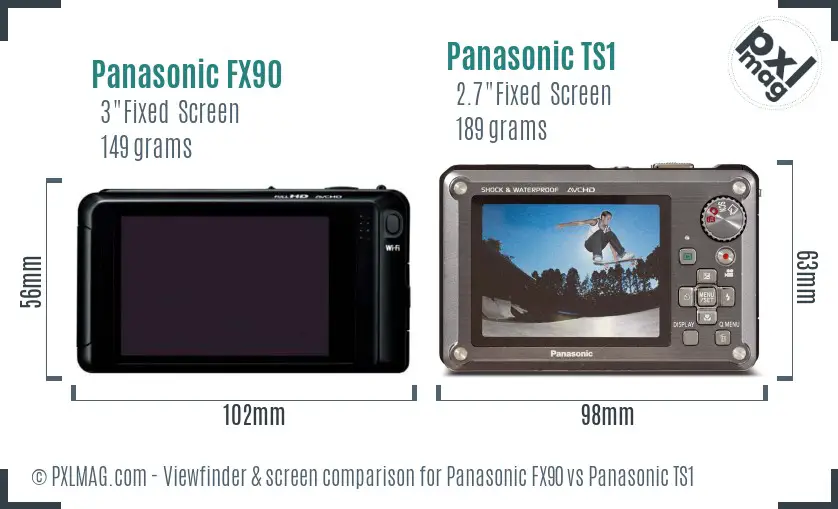 Panasonic FX90 vs Panasonic TS1 Screen and Viewfinder comparison