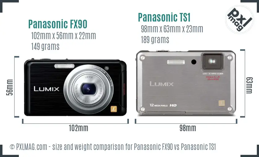 Panasonic FX90 vs Panasonic TS1 size comparison