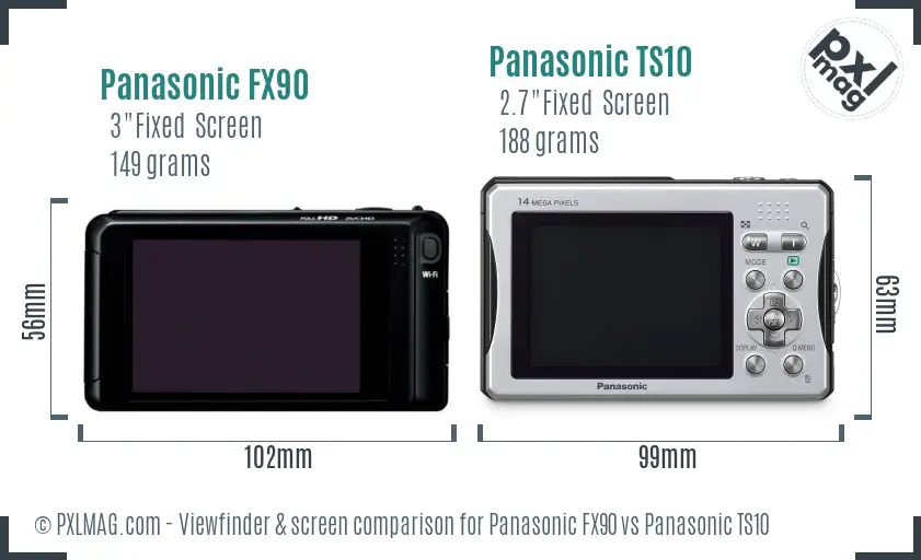 Panasonic FX90 vs Panasonic TS10 Screen and Viewfinder comparison