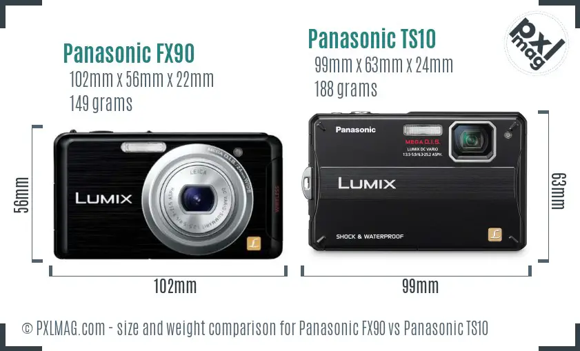 Panasonic FX90 vs Panasonic TS10 size comparison