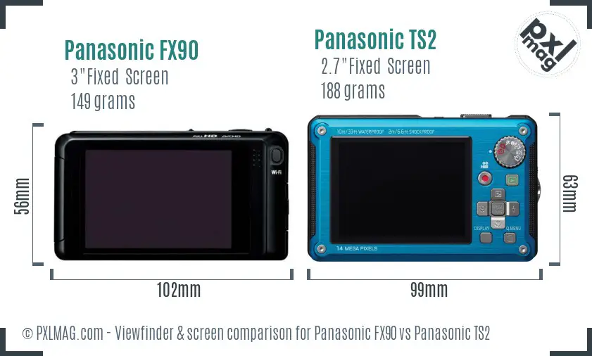 Panasonic FX90 vs Panasonic TS2 Screen and Viewfinder comparison