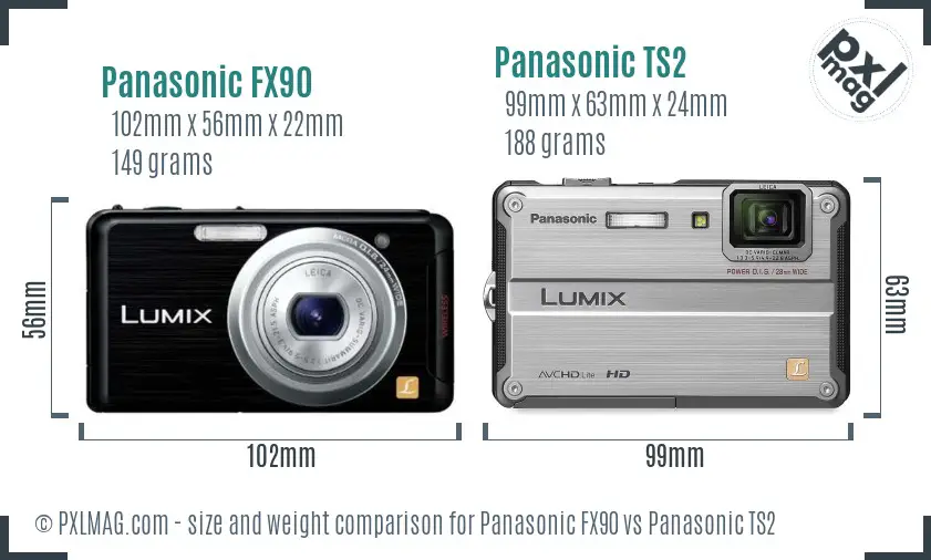 Panasonic FX90 vs Panasonic TS2 size comparison
