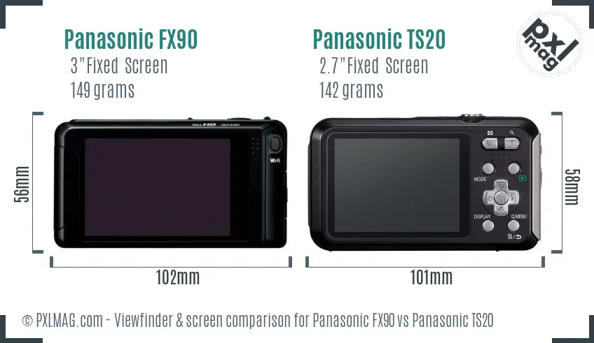 Panasonic FX90 vs Panasonic TS20 Screen and Viewfinder comparison