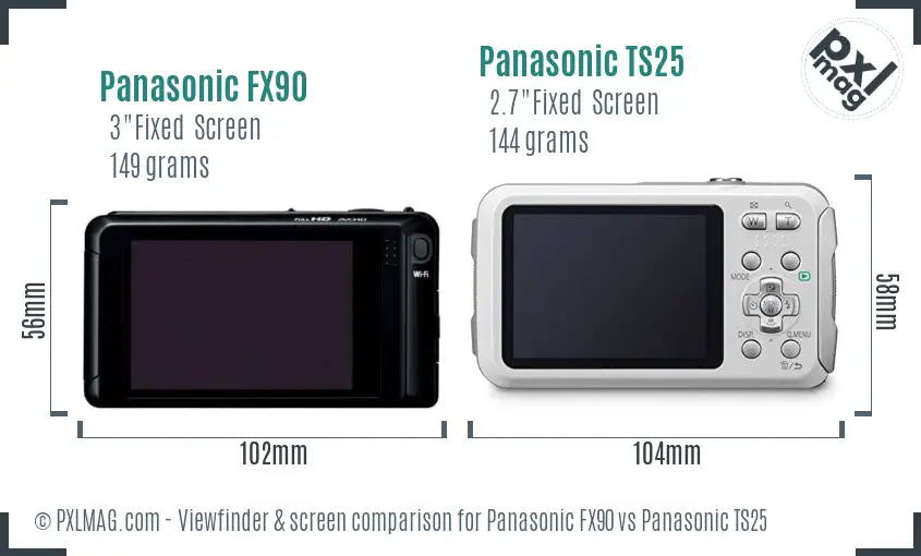 Panasonic FX90 vs Panasonic TS25 Screen and Viewfinder comparison