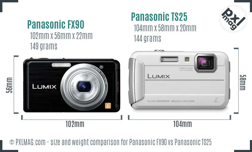 Panasonic FX90 vs Panasonic TS25 size comparison