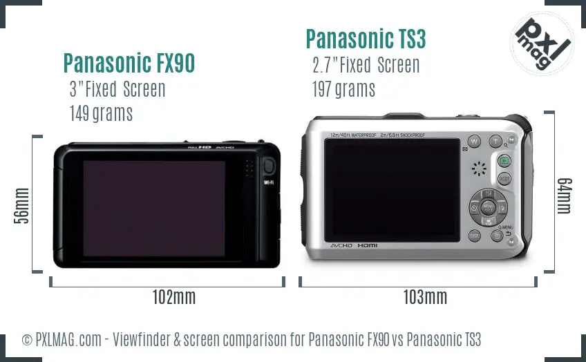 Panasonic FX90 vs Panasonic TS3 Screen and Viewfinder comparison