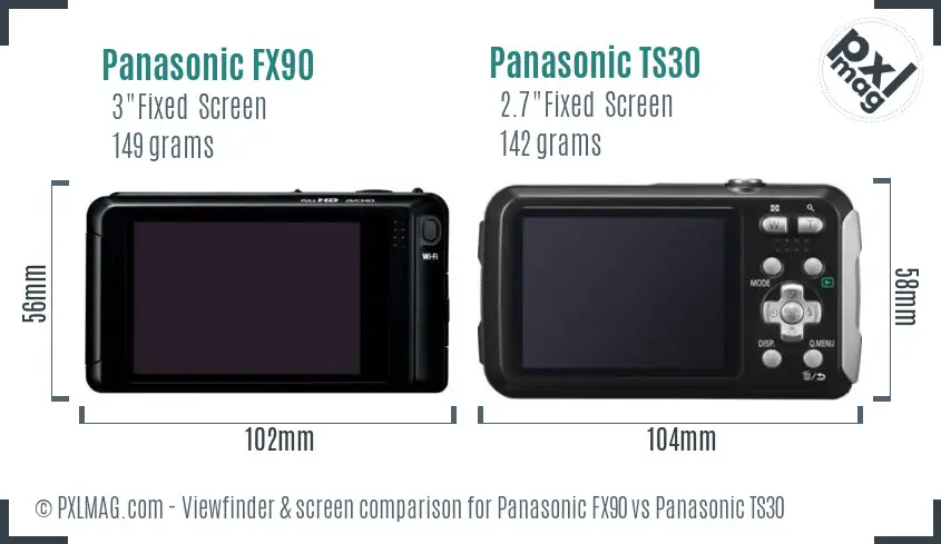 Panasonic FX90 vs Panasonic TS30 Screen and Viewfinder comparison
