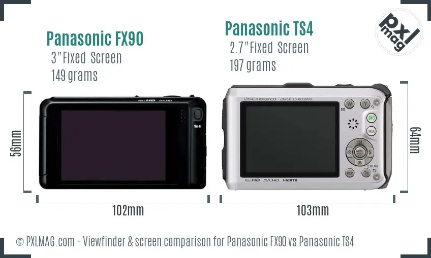 Panasonic FX90 vs Panasonic TS4 Screen and Viewfinder comparison