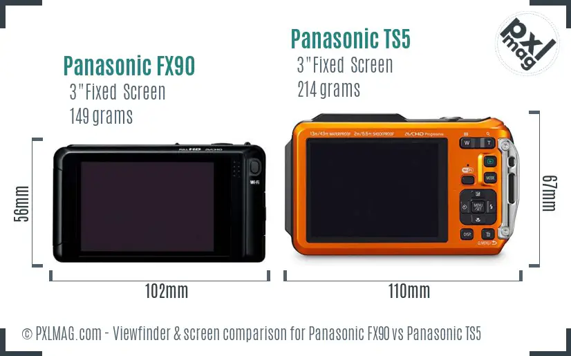 Panasonic FX90 vs Panasonic TS5 Screen and Viewfinder comparison