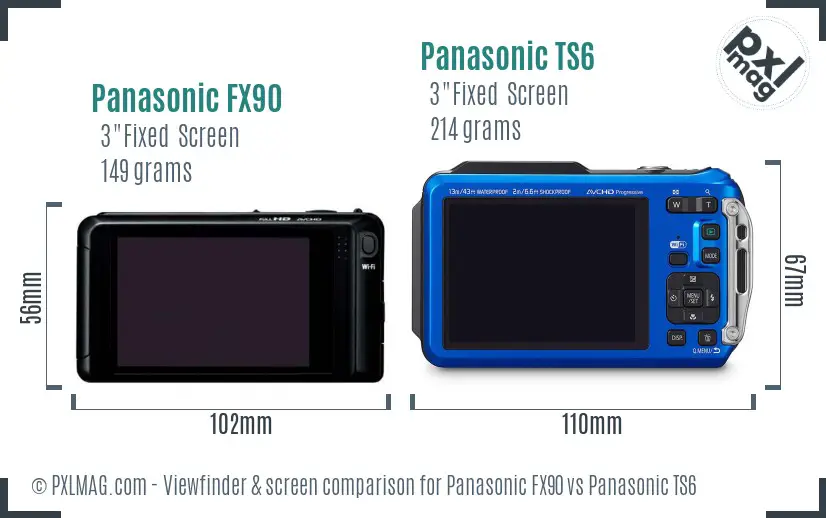 Panasonic FX90 vs Panasonic TS6 Screen and Viewfinder comparison