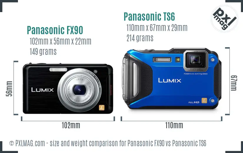 Panasonic FX90 vs Panasonic TS6 size comparison