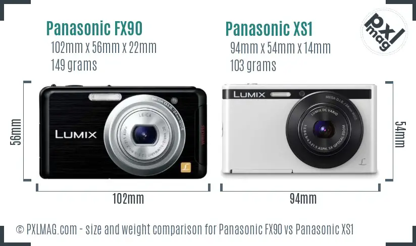 Panasonic FX90 vs Panasonic XS1 size comparison