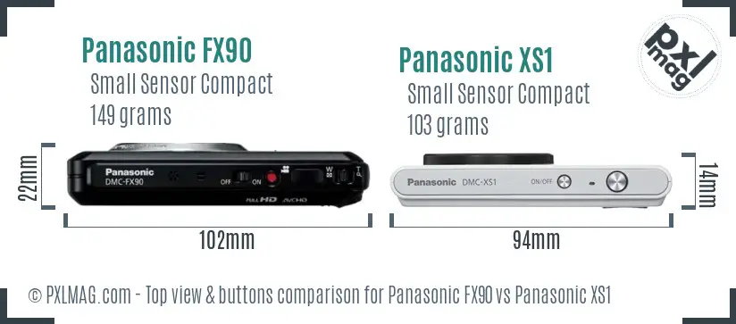 Panasonic FX90 vs Panasonic XS1 top view buttons comparison