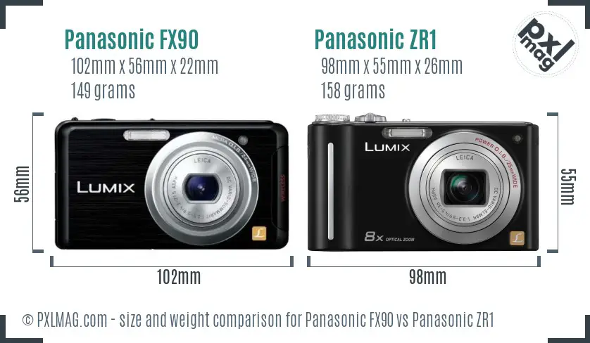 Panasonic FX90 vs Panasonic ZR1 size comparison