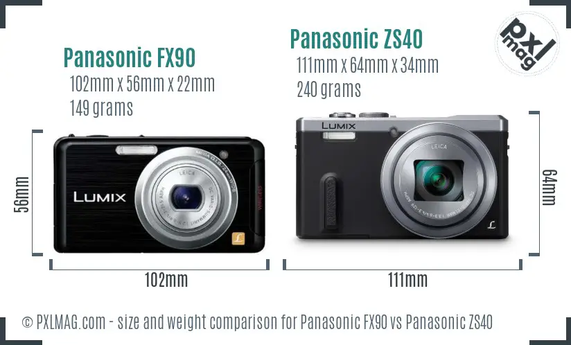 Panasonic FX90 vs Panasonic ZS40 size comparison