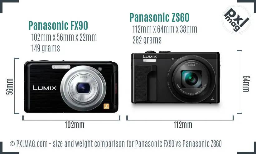 Panasonic FX90 vs Panasonic ZS60 size comparison
