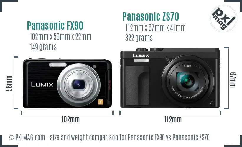 Panasonic FX90 vs Panasonic ZS70 size comparison