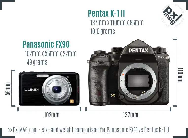 Panasonic FX90 vs Pentax K-1 II size comparison