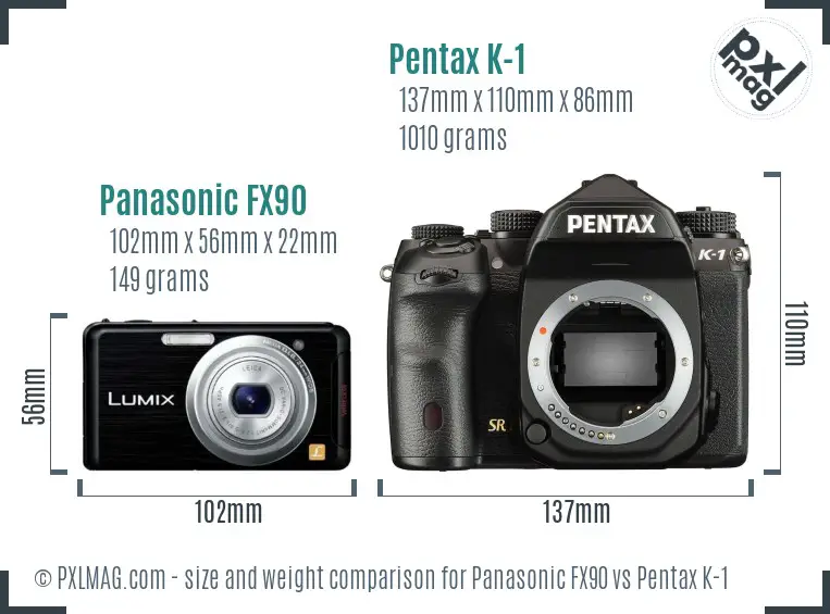 Panasonic FX90 vs Pentax K-1 size comparison