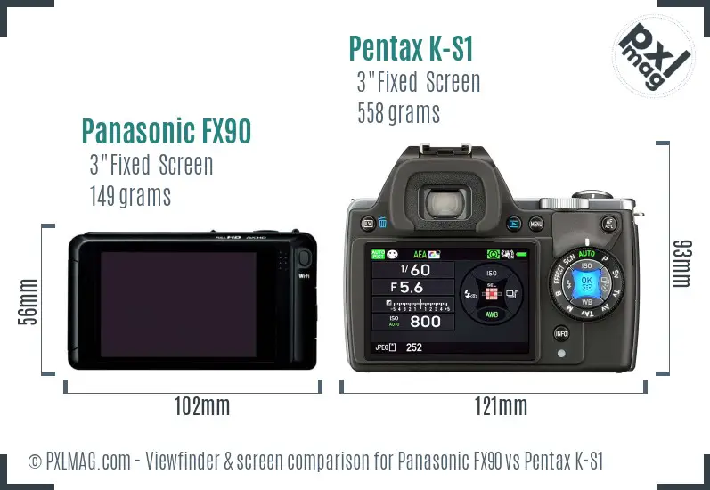 Panasonic FX90 vs Pentax K-S1 Screen and Viewfinder comparison