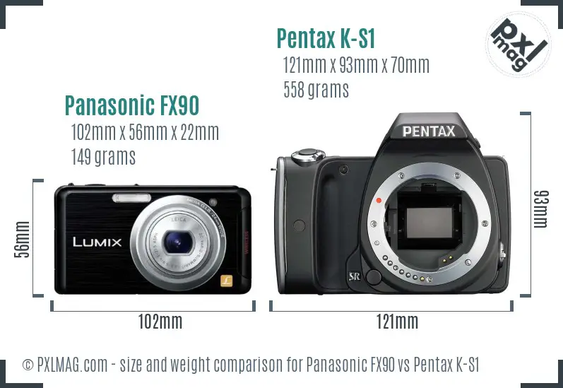 Panasonic FX90 vs Pentax K-S1 size comparison