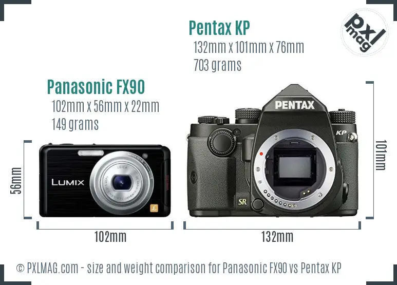 Panasonic FX90 vs Pentax KP size comparison